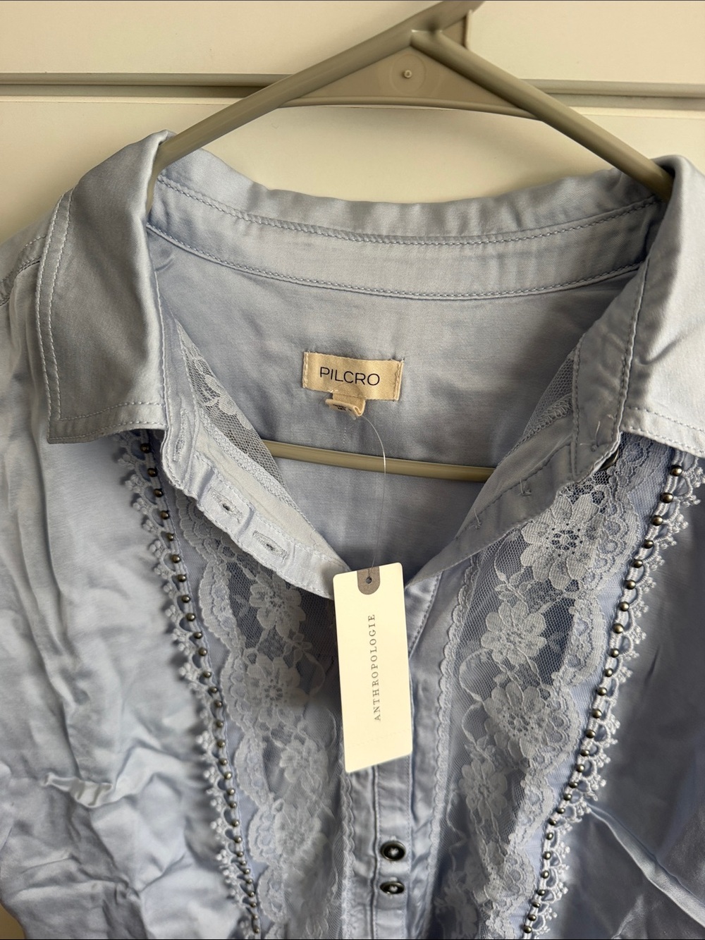 Pilcro Light Blue “The Quincy Lace Blouse” NWT - Picture 3 of 5